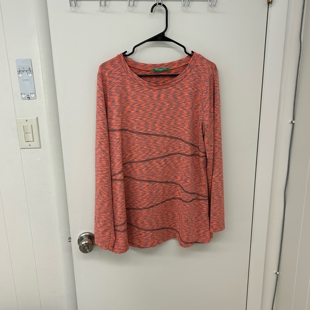 Pink Long Sleeve Blouse with Textured Stripes